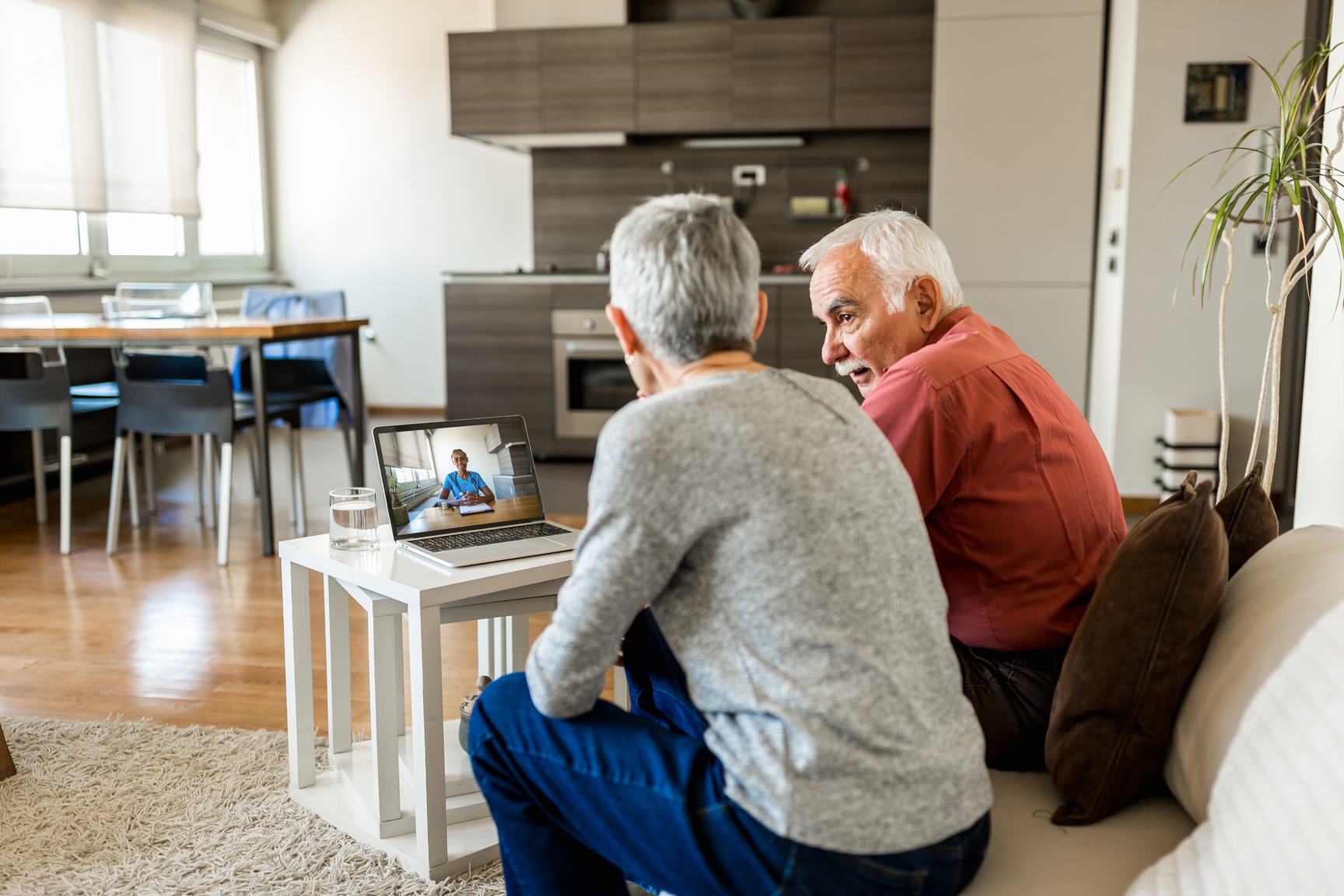 Senior couple on online therapy